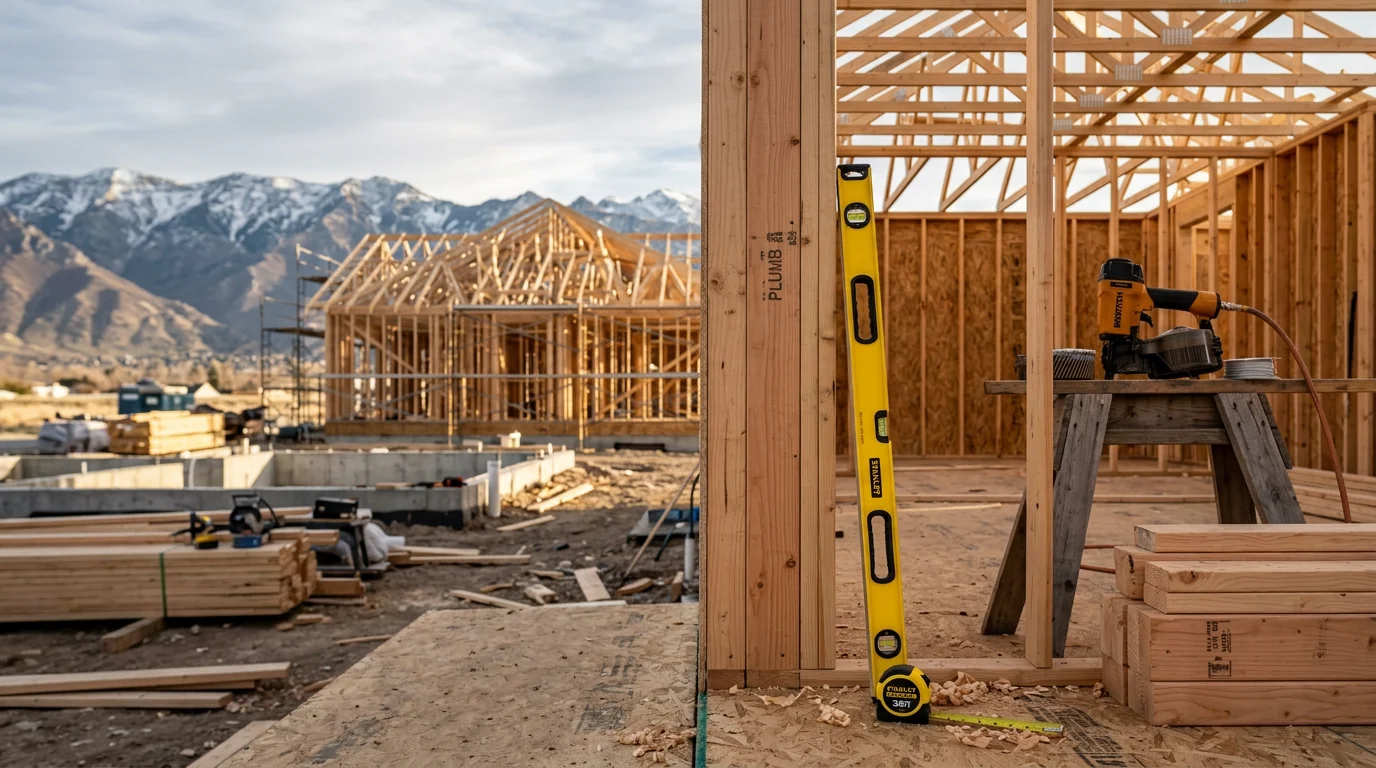 A newly constructed single-family home in Utah County with a clean exterior and finished landscaping. M. Warren Construction general contracting work serving Utah County and surrounding areas.